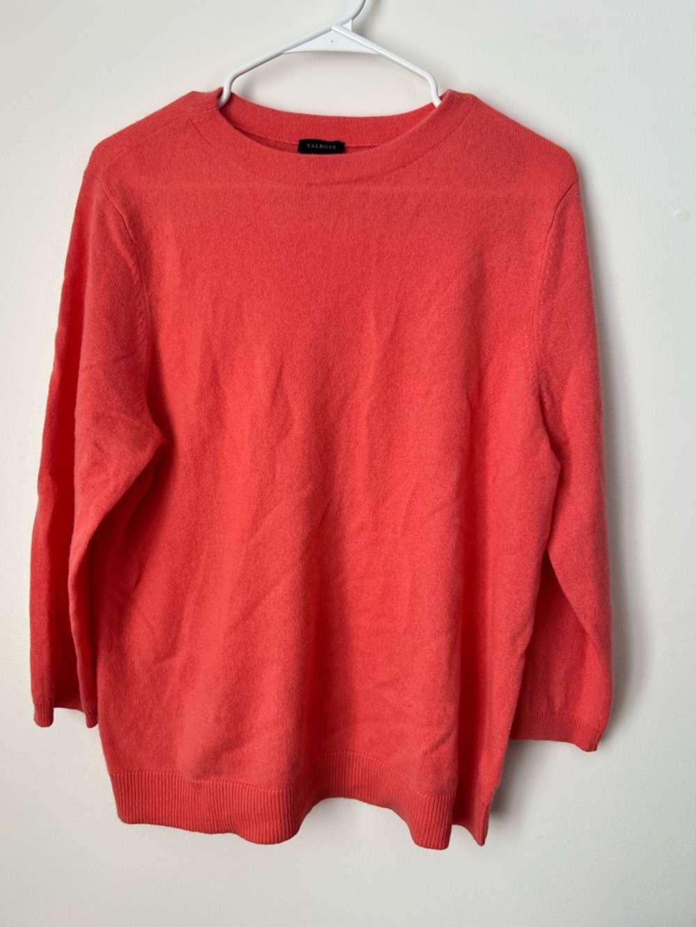 Talbots Coral Salmon Pure Cashmere Crewneck Sweater